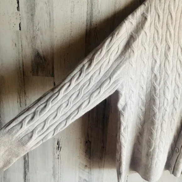 NWOT C by Bloomingdale's 100% Cashmere Grandpa Cardigan M Cable Knit Gray - Picture 5 of 12